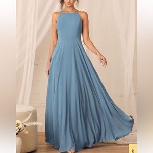 Lulus Mythical Kind of Love Slate Blue Maxi Dress